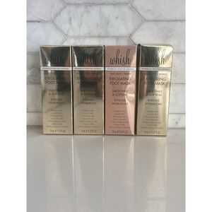 WHISH EXFOLIATINGu FOOT MASK COCONUT MILK+ VERBENA /PEACH FREESIA 2.5 OZ EACH X4